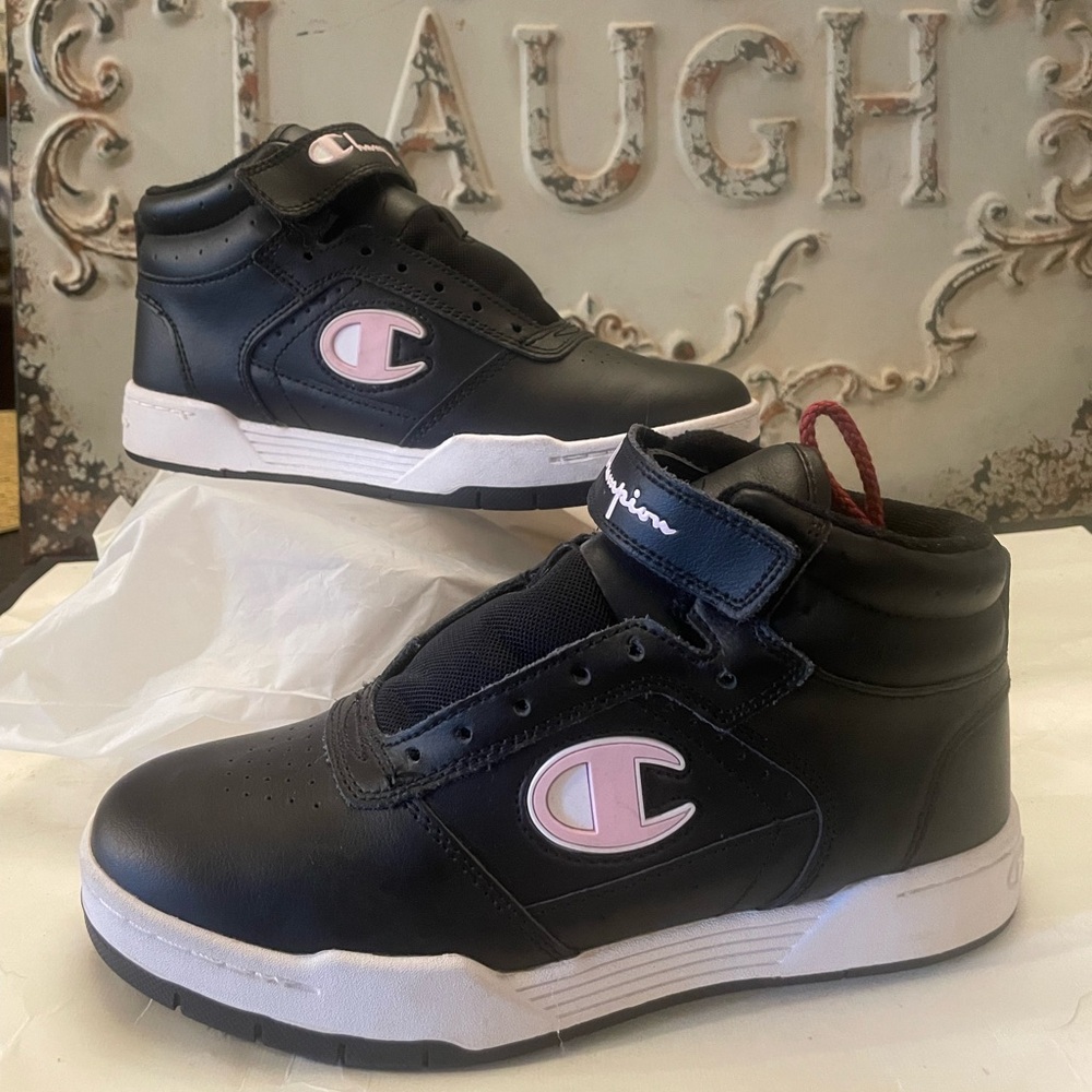 Champion brand black and pink ankle tennis shoes size 4